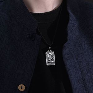 Pendentif en <span class=keywords><strong>argent</strong></span> Sterling certifié S999 <span class=keywords><strong>bouddha</strong></span> pour l'année du tigre 12 zodiaque chinois pour hommes, breloque rotative à huit gardiens - Product Image 3