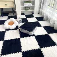 Tapis en mousse pelucheuse en gros, grand format, style luxueux, étanche, antidérapant, épais, carré, pour chambre et balcon, avec processus de jonction