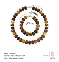 Collier chaîne de clavicule perlé style vacances Dopamine, bracelet en résine haute brillance, plusieurs couleurs disponibles