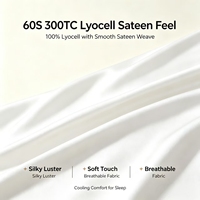 Parure de lit en fil de lyocell d'eucalyptus 100 % tissé teint en fil, 300 fils/cm², toutes saisons, vente en gros