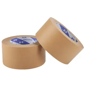 YOUJIANG Custom Printing Logo Paper Reinforced Shipping Brown Adhesive Packing Kraft Tape Removable