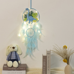 <span class=keywords><strong>Attrape</strong></span>-rêves dinosaure pour enfants plume fait à la main décor à la maison tenture murale avec Double anneau pour chambre d'enfant garçon cadeau d'anniversaire - Product Image 6
