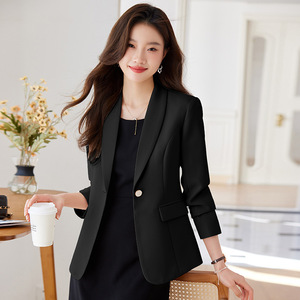 Women's Blazer Slim Fit Solid Color Polyester Anti-Wrinkle Spring Casual Suit - Product Image 2