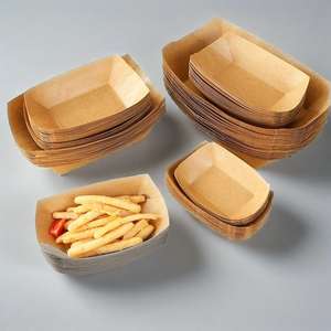 Emballage alimentaire jetable personnalisé imprimé pour la restauration rapide, barquette en papier kraft pour hamburgers et frites - Product Image 5