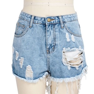 MHSF2299 <span class=keywords><strong>Brocken</strong></span> Hole Short en jean d'été pour femme, avec braguette zippée, poches et déchirures - Product Image 4