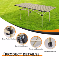 Table de camping pliable moderne en métal pour l'extérieur - Conception ultralégère et portable pour le camping et la plage