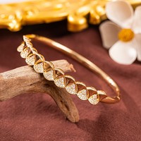 MI MENG Gelang Wanita Berlapis Emas Baja Tahan Karat Kelas Atas Eropa Amerika Desain Geometris Ginkgo Modis