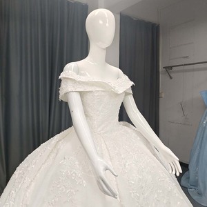 Lsany231 Vestido de Novia Moderno de Princesa sin Mangas, Talla Grande, con Encaje, Escote Corazón, Estilo Vestido de Gala, Cola Capilla - Product Image 5