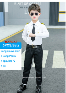 Aksesoris pramugari anak Set topi seragam <span class=keywords><strong>Pilot</strong></span> udara pramugari pramugari untuk anak perempuan gaun karir Cosplay kostum Halloween - Product Image 5
