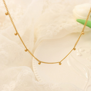 18K Gold Stainless Steel Round Bead Statement <b>Choker</b> Necklace | Hypoallergenic Waterproof Classic Design - Product Image 2
