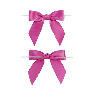 Fábrica personalizada rosa quente fazer impresso dia dos namorados fita de cetim arco fita pré-made arco para decorar