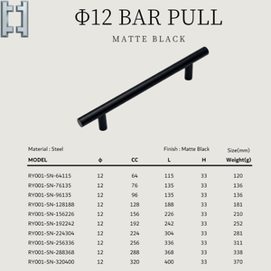 Ronyu Modern Eco-Friendly Durable <strong>Matte</strong> <strong>Black</strong> Steel Square Bar Pull for Kitchen Cabinets Bedroom &amp; Villa - Product Image 5