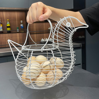 Organisateur de comptoir de Style français panier en acier couleur blanche fil de fer Vintage porte-oeuf Antique stockage d'oeufs pour l'organisation