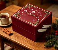 Boîte cadeau rigide à double couche, entièrement personnalisée, écologique, rectangulaire, édition limitée de Noël, avec gaufrage à chaud doré et intérieur personnalisé, adaptée aux aliments