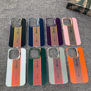 Kinh Doanh Thời Trang Gradient Da & PC Cover Quay Lại Laser Khắc Chống Sốc Điện Thoại Trường Hợp Đối Với iPhone 15 14 13 12 Pro Max 14 15 Cộng Với - Product Image 1