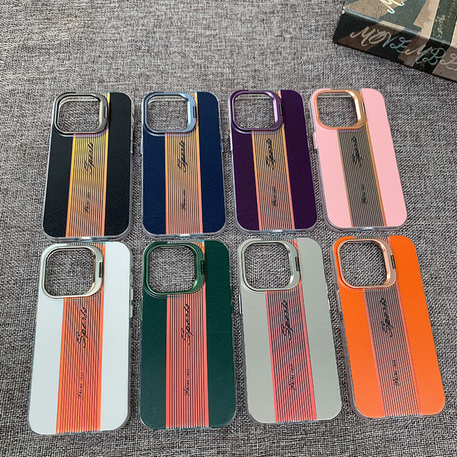 Business Fashion Gradient Leather & PC Back Cover Laser-etched Shockproof Phone Case for iPhone 15 14 13 12 Pro Max 14 15 Plus