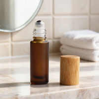 Mini Botellas de Vidrio con Tapa de Bambú de 5 ml y 10 ml, Botellas con Rodillo para Aromaterapia, Uso en Viajes y en el Hogar, Suministro al por Mayor Ideal