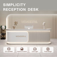 Bureau de réception de salon de beauté, hôtel, design minimaliste moderne, bois massif courbé simple, durable, mobilier commercial haut de gamme de luxe