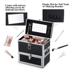 Large Nail Polish <b>Box</b> with Drawer and Dividers Professional <b>Makeup</b> Train Case Manicure Organizer Travel Cosmetic <b>Box</b> Storage - Product Image 2