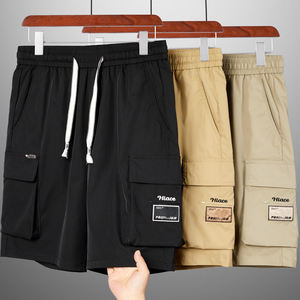 2025 <b>Men's</b> Casual <b>Cropped</b> <b>Pants</b> Comfortable Loose Fit Elastic Waist Solid Color Canvas Material for Summer Running Fitness Mid - Product Image 5