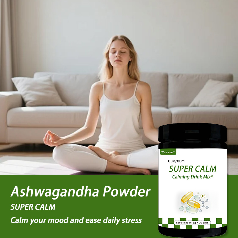 Private Label OEM Soluble Organic Herbal Root Extract Sachet Ashwagandha Powder For Body Rhythm Inner Balance Calm Supplement