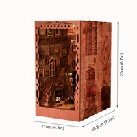 IIECREATE SL-09 Rompecabezas 3D de Madera en Miniatura, Kit de Juguete de Dibujos Animados, Maqueta DIY para Rincón de Lectura, Escala 1:24, con Luz, Ecológico, Juguete Educativo