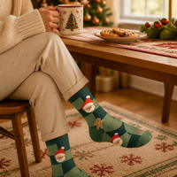 Chaussettes chaudes pour enfants à motif renne et Père Noël sur mesure, avec logo de marque personnalisé, tricotées et respirantes