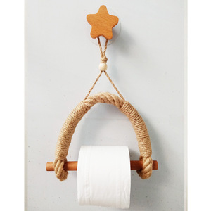 <span class=keywords><strong>Porta</strong></span> <span class=keywords><strong>carta</strong></span> <span class=keywords><strong>igienica</strong></span> in legno intrecciata a mano con rotolo di <span class=keywords><strong>porta</strong></span> asciugamani da bagno senza trapano corda di canapa <span class=keywords><strong>e</strong></span> materiale in legno - Product Image 6