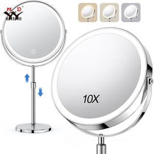 <span class=keywords><strong>Espejo</strong></span> de Maquillaje LED Moderno con Iluminación de Doble Cara y Rotación de 360 Grados, con Múltiples Colores y Soporte Metálico - Product Image 1