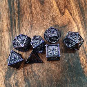 Jeu de dés sacrés de dragon à 7 pièces, RPG, Donjons et Dragons, jeu de société de table, dés d'instructions, D&D, dés en métal à coins arrondis - Product Image 4