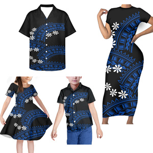 Conjunto <span class=keywords><strong>de</strong></span> ropa familiar <span class=keywords><strong>de</strong></span> diseño <span class=keywords><strong>de</strong></span> Fiji samoano rojo, 4 Uds., vestido <span class=keywords><strong>de</strong></span> verano para mujer, conjuntos <span class=keywords><strong>de</strong></span> ropa para niña y niño, tela a juego familiar - Product Image 6