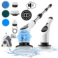 Kit de brosses de nettoyage électriques rotatives Cedar Space 9 en 1 pour salle de bain, avec poignée d'extension, 2500 mAh, en ABS
