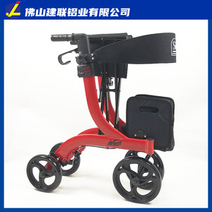 Déambulateur en alliage d'aluminium avec siège pour personnes âgées, léger et pliable, rouge - Product Image 4