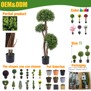 Albero Topiario Artificiale in Plastica <span class=keywords><strong>a</strong></span> Tre Sfere, Resistente ai Raggi UV, Ecologico, in Vaso, per Paesaggistica e Interni - Product Image 2