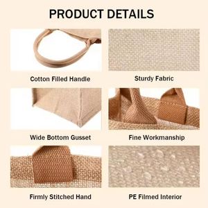 Small Burlap Jute Cotton Canvas for Wedding Party Favors Custom Printed <b>Mini</b> Gift Bag Reusable Bridesmaid Tote - Product Image 3
