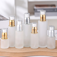Flacon cosmétique de luxe vide en verre dépoli transparent avec pompe pour crème visage et sérum de soin 20ml-120ml, flacon de lotion