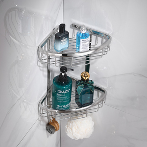 Étagère de Douche Double Niveau en Acier Inoxydable avec Crochets Amovibles – Rangement Rond pour Accessoires de Salle de Bain, Résistante à la Rouille - Product Image 3