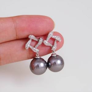 Accessoires en perles DIY 22613, clous d'oreille en argent S925 avec perles rondes de 9 à 13 mm, support vide, clous d'oreille tendance, perles rondes de 9 à 13 mm - Product Image 1