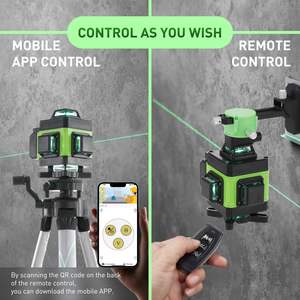 Niveau laser autonivelant rechargeable à 16 lignes, lumière verte, trépied 3604D, lignes croisées verticales et horizontales, construction durable, étui - Product Image 3