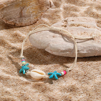Bracelet tressé artisanal d'été pour la plage, avec breloques coquillages naturels, étoiles de mer et tortues marines, accessoire de bijoux bohème pour les vacances à la mer