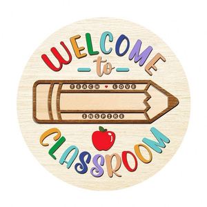 Letrero de Bienvenida para Aula Ecológico de Madera, Colgante para Puerta de Regreso a Clases, Regalo de Agradecimiento para Maestros, Decoración de Pizarra Personalizable - Product Image 1