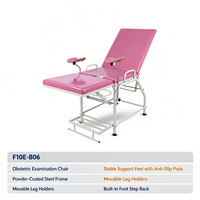 Fauteuil d'examen obstétrical F10E-B06, fauteuil d'examen en acier thermolaqué avec dossier réglable et repose-jambes mobiles