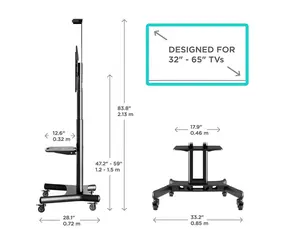 KALCO 151 Mobile TV Cart Floor Stand with Tray wheel VESA Bracket Mount for 32"-65"