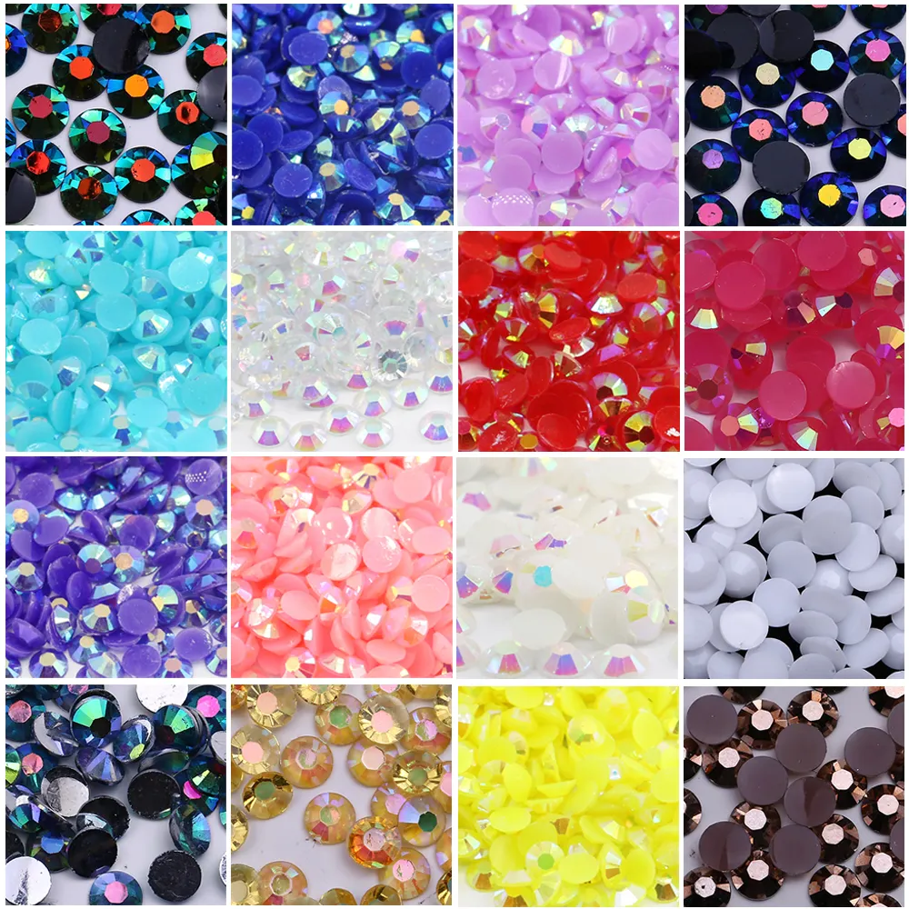 XULIN Jelly AB 98 Kinds Colors Mixed Sizes Plastic Flatback Rhinestone Foiled Back Resin Stones Wholesale