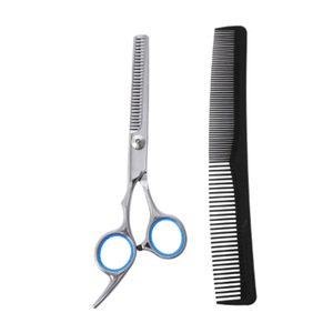 Tijeras de peluquería de acero inoxidable con mango mediano y peine para salón y herramientas de corte de pelo para mascotas - Product Image 1