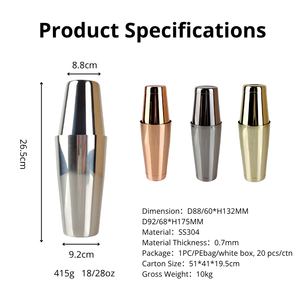 Ensemble de shakers <span class=keywords><strong>Boston</strong></span> professionnels de 18 oz et 28 oz, résistants à la rouille, avec mélangeur de bar lesté pour cocktails artisanaux - Product Image 2