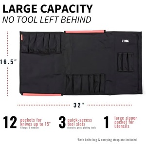 Free sample Large Travel Chef Knife Carrier Pouch Kitchenware <b>Tool</b> <b>Roll</b> Pouch Storage Bag for Working - Product Image 5