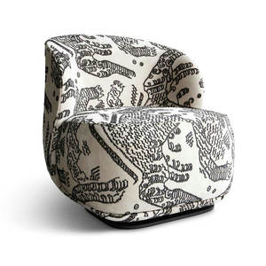 Fauteuil de salon rond moderne bon marché, style art déco, fauteuil de détente sculpté chinois classique contemporain - Product Image 4