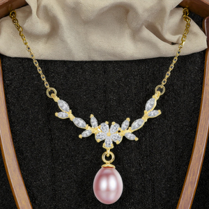 Collar con Colgante de Perla de Agua Dulce <span class=keywords><strong>100</strong></span>% Natural, Collar con Colgante de Perla Redonda de Alta Calidad en Plata de Ley - Product Image 5