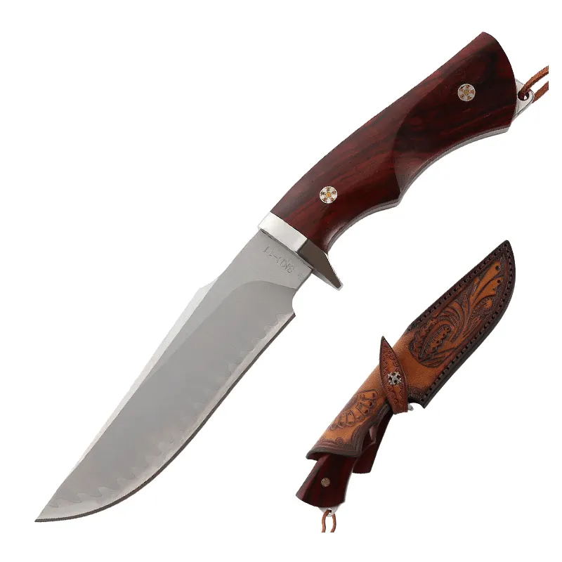 Yüksek kalite SKD-11 çelik bıçak sabit bıçak kum-demir ahşap kolu kamp için av bıçağı knife bıçak